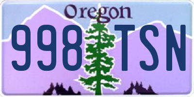 OR license plate 998TSN