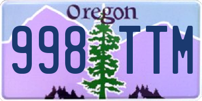 OR license plate 998TTM