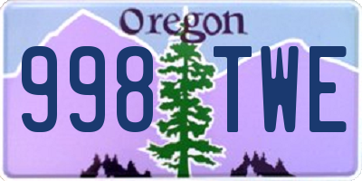 OR license plate 998TWE