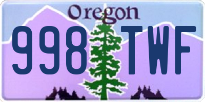 OR license plate 998TWF
