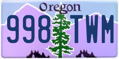 OR license plate 998TWM