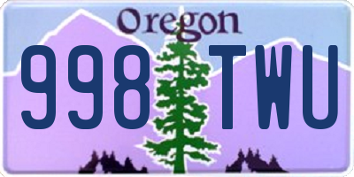 OR license plate 998TWU