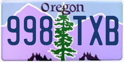 OR license plate 998TXB