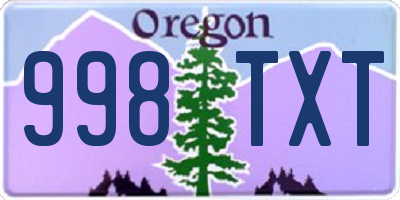OR license plate 998TXT