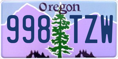 OR license plate 998TZW