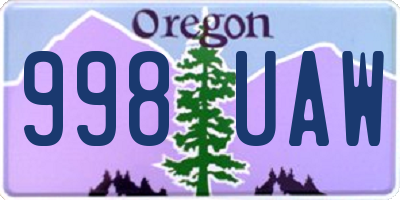 OR license plate 998UAW