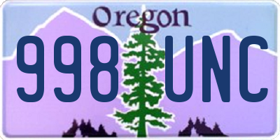 OR license plate 998UNC