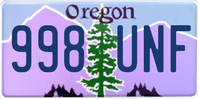 OR license plate 998UNF