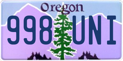 OR license plate 998UNI