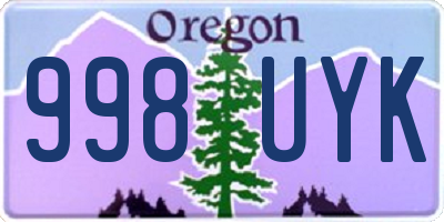 OR license plate 998UYK