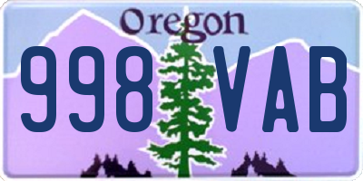 OR license plate 998VAB
