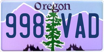 OR license plate 998VAD