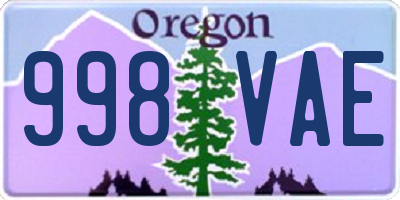 OR license plate 998VAE