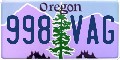 OR license plate 998VAG