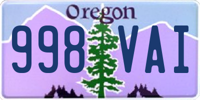 OR license plate 998VAI