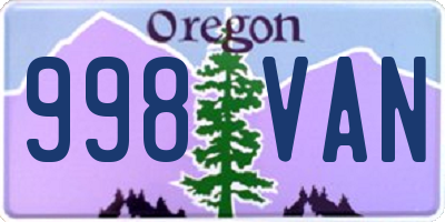 OR license plate 998VAN