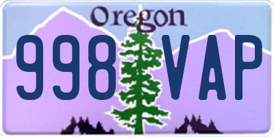 OR license plate 998VAP
