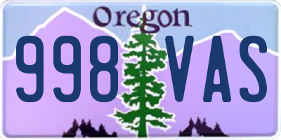 OR license plate 998VAS