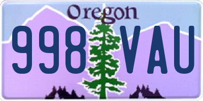 OR license plate 998VAU