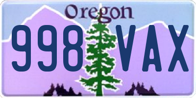 OR license plate 998VAX