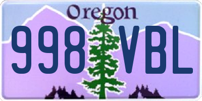 OR license plate 998VBL