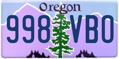 OR license plate 998VBO