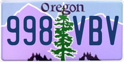 OR license plate 998VBV