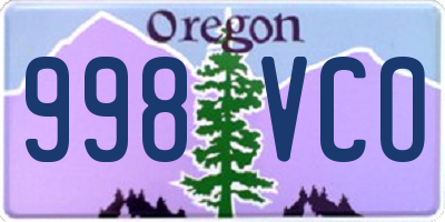 OR license plate 998VCO