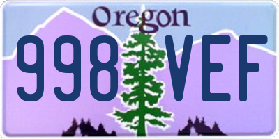 OR license plate 998VEF