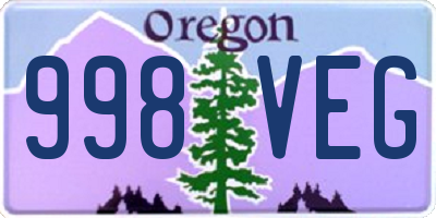 OR license plate 998VEG