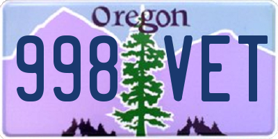 OR license plate 998VET