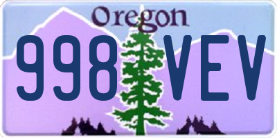 OR license plate 998VEV