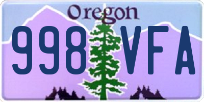 OR license plate 998VFA