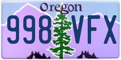 OR license plate 998VFX