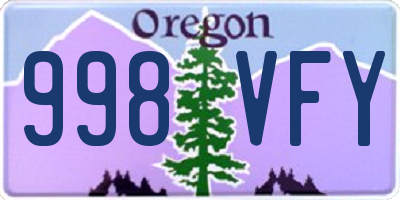 OR license plate 998VFY