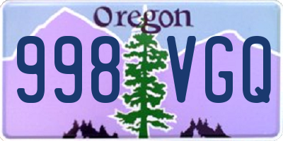 OR license plate 998VGQ