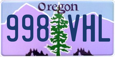 OR license plate 998VHL