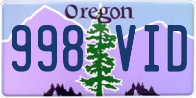 OR license plate 998VID