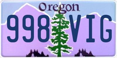 OR license plate 998VIG