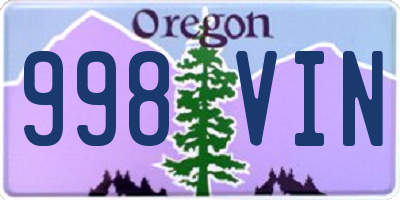 OR license plate 998VIN
