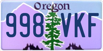 OR license plate 998VKF