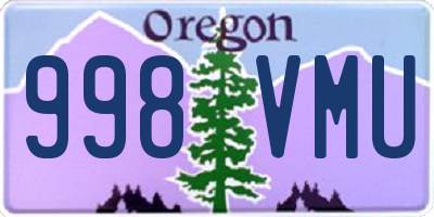 OR license plate 998VMU