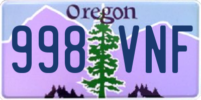 OR license plate 998VNF