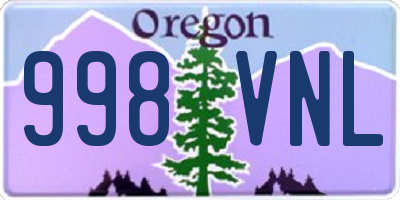 OR license plate 998VNL
