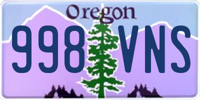 OR license plate 998VNS