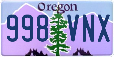 OR license plate 998VNX