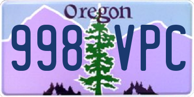 OR license plate 998VPC