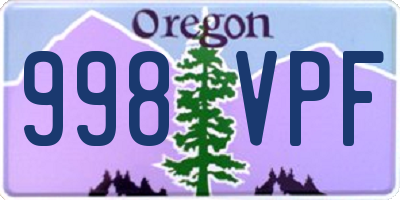 OR license plate 998VPF