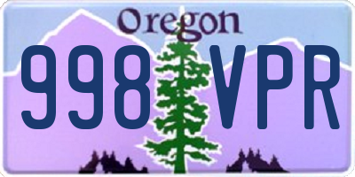 OR license plate 998VPR