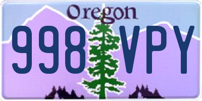 OR license plate 998VPY